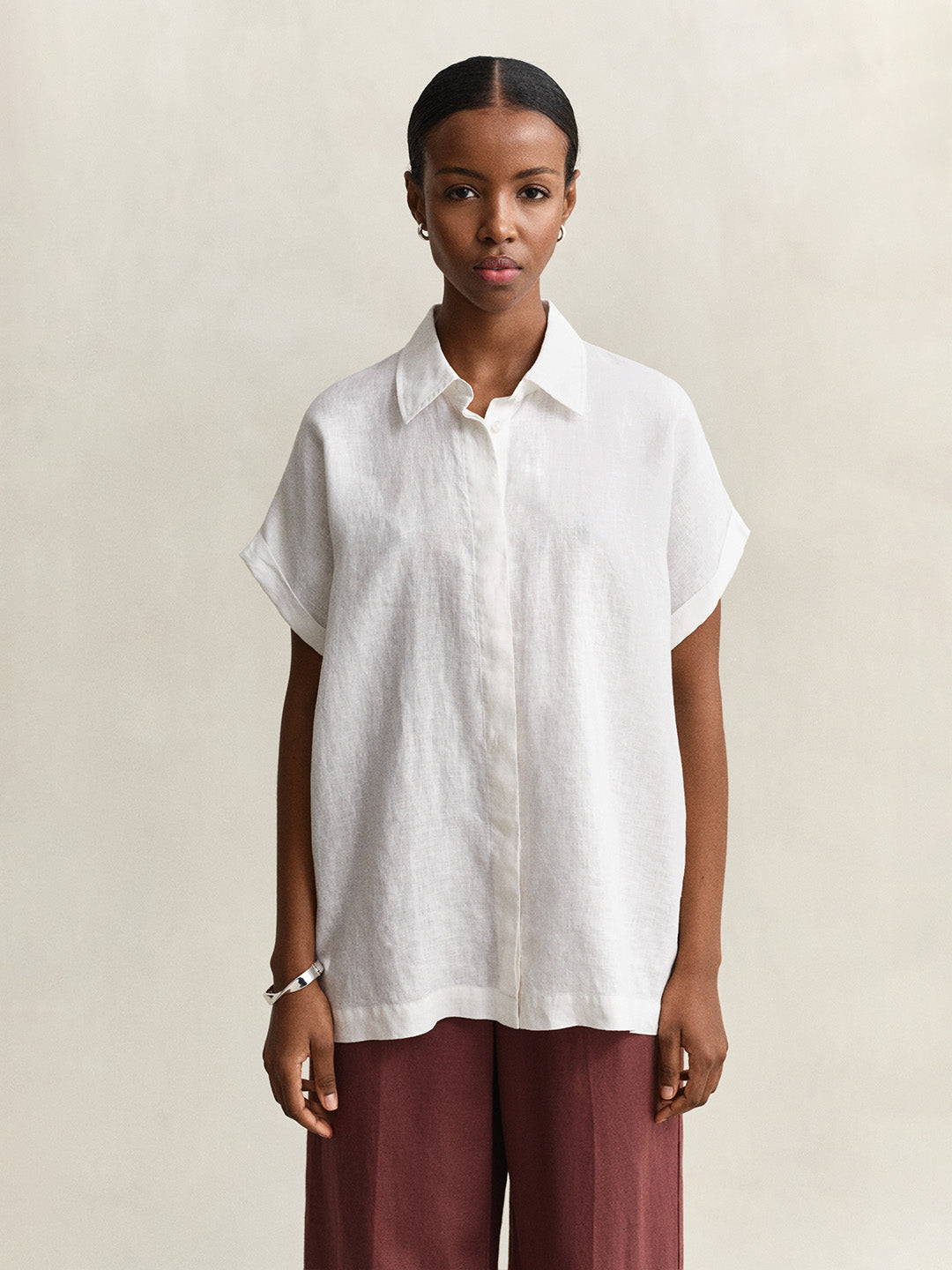 GANT Women White Relaxed Pure Linen Shirt