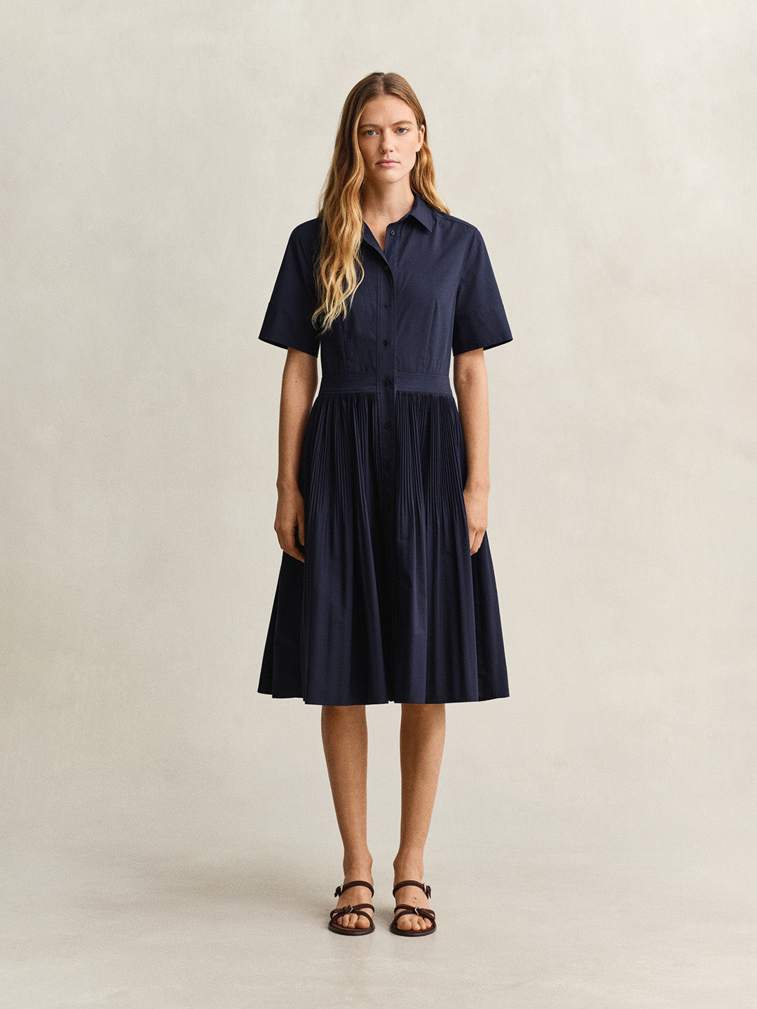 GANT Women Navy Blue Printed Midi Shirt Dress