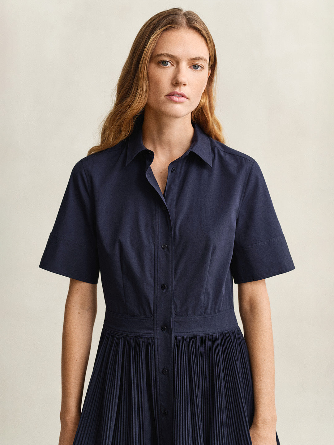 GANT Women Navy Blue Printed Midi Shirt Dress