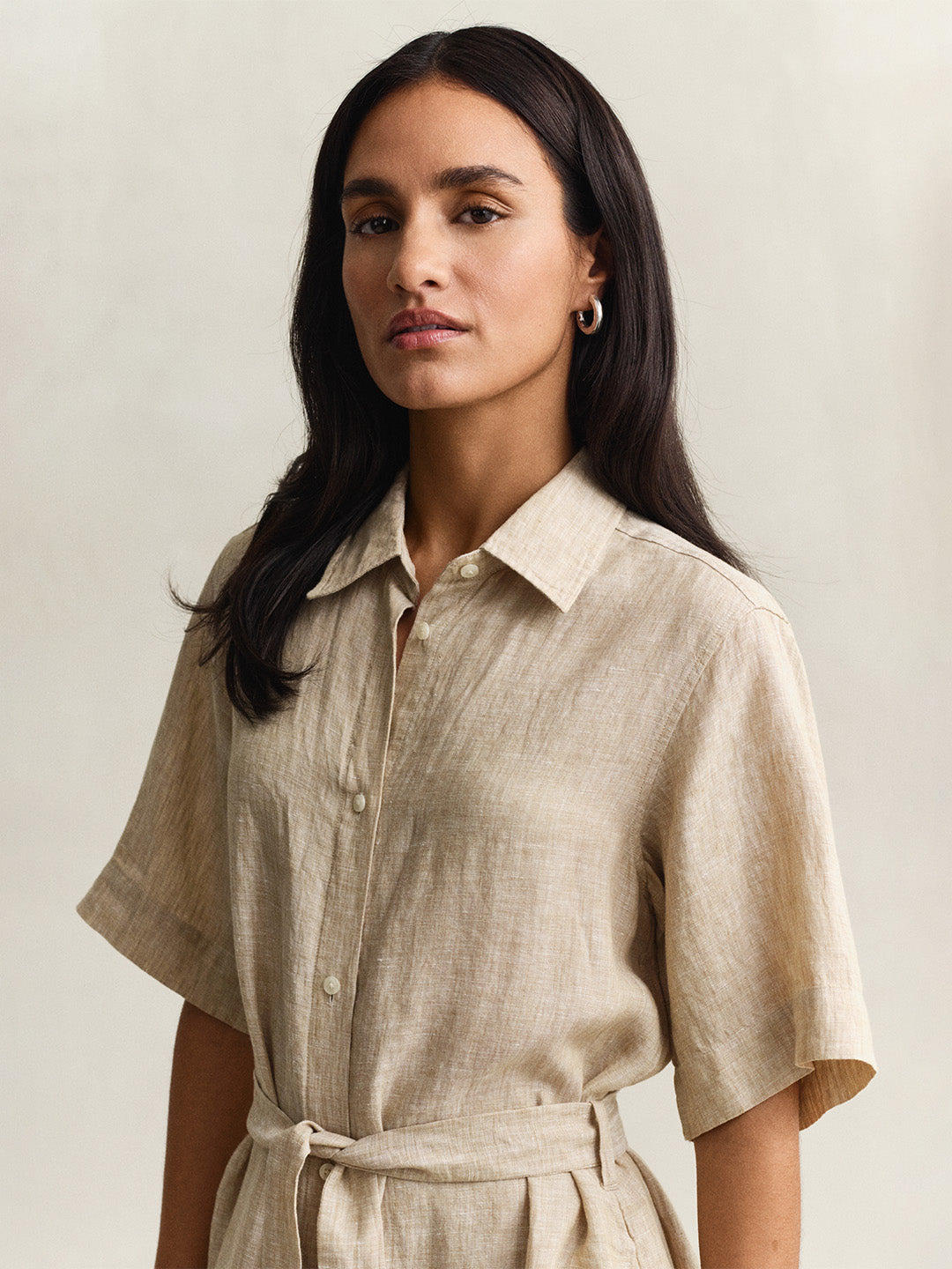 GANT Women Beige Midi Linen Dress