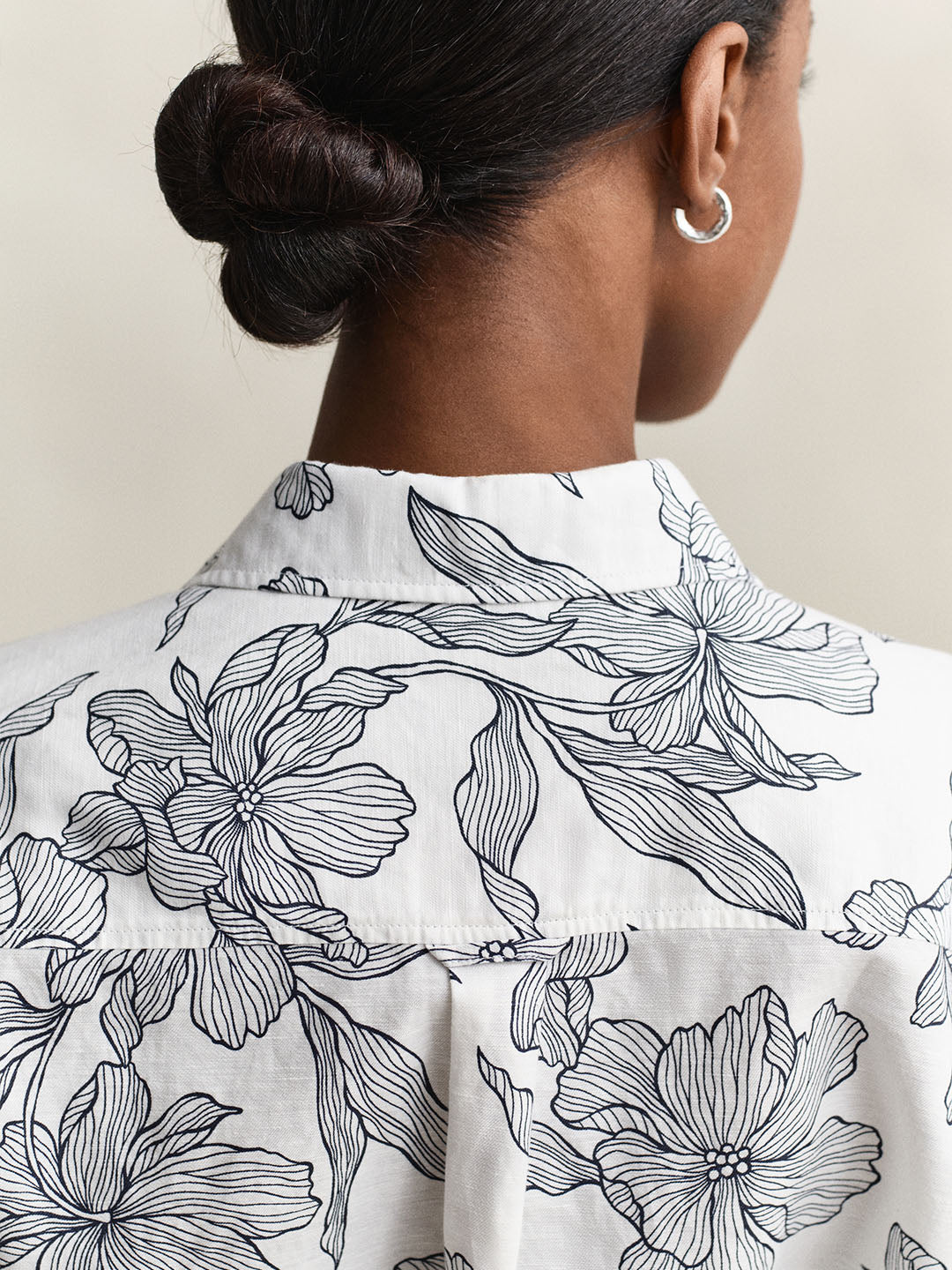 GANT Women White Floral Linen Blend Mini Dress