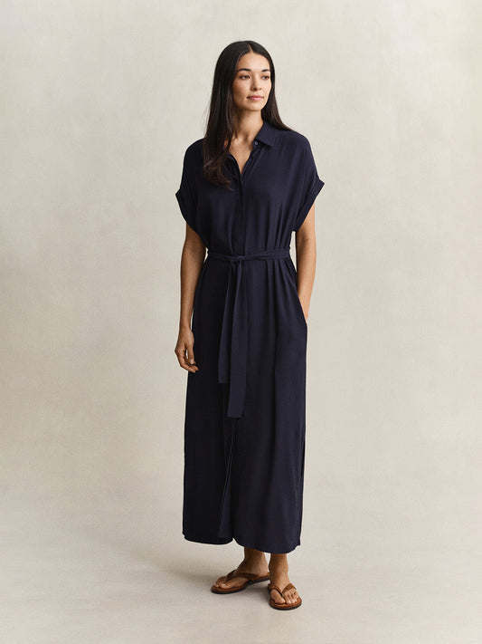 GANT Women Navy Blue Relaxed Fit Maxi Dress
