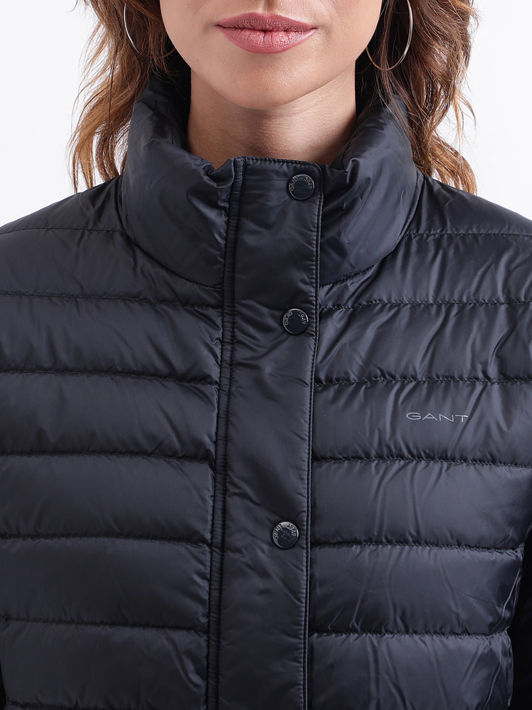 Gant Women Solid Full Sleeves Stand Collar Jacket