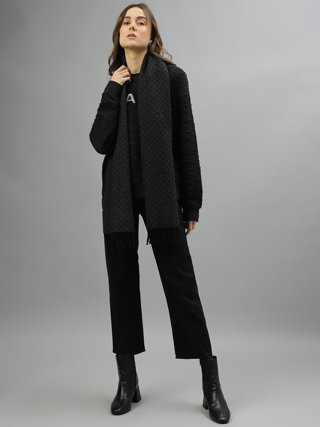 Gant Women Black Solid Scarf