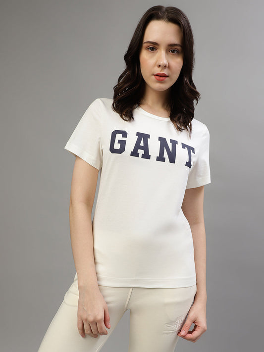 Gant White Fashion Printed Regular Fit T-Shirt