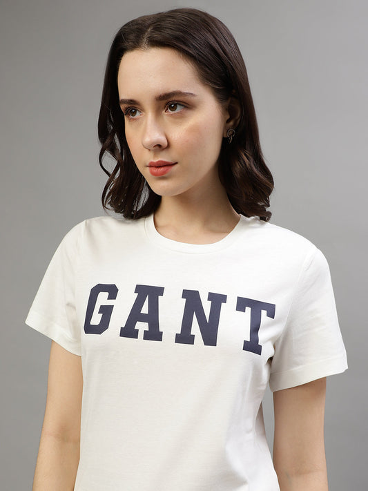 Gant White Fashion Printed Regular Fit T-Shirt