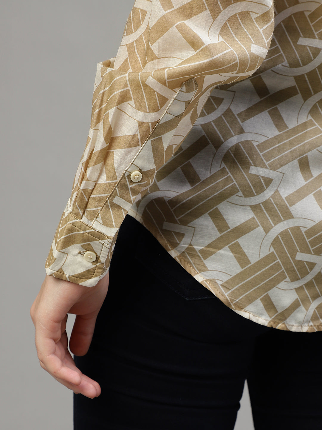 Gant Khaki Fashion Printed Regular Fit Shirt