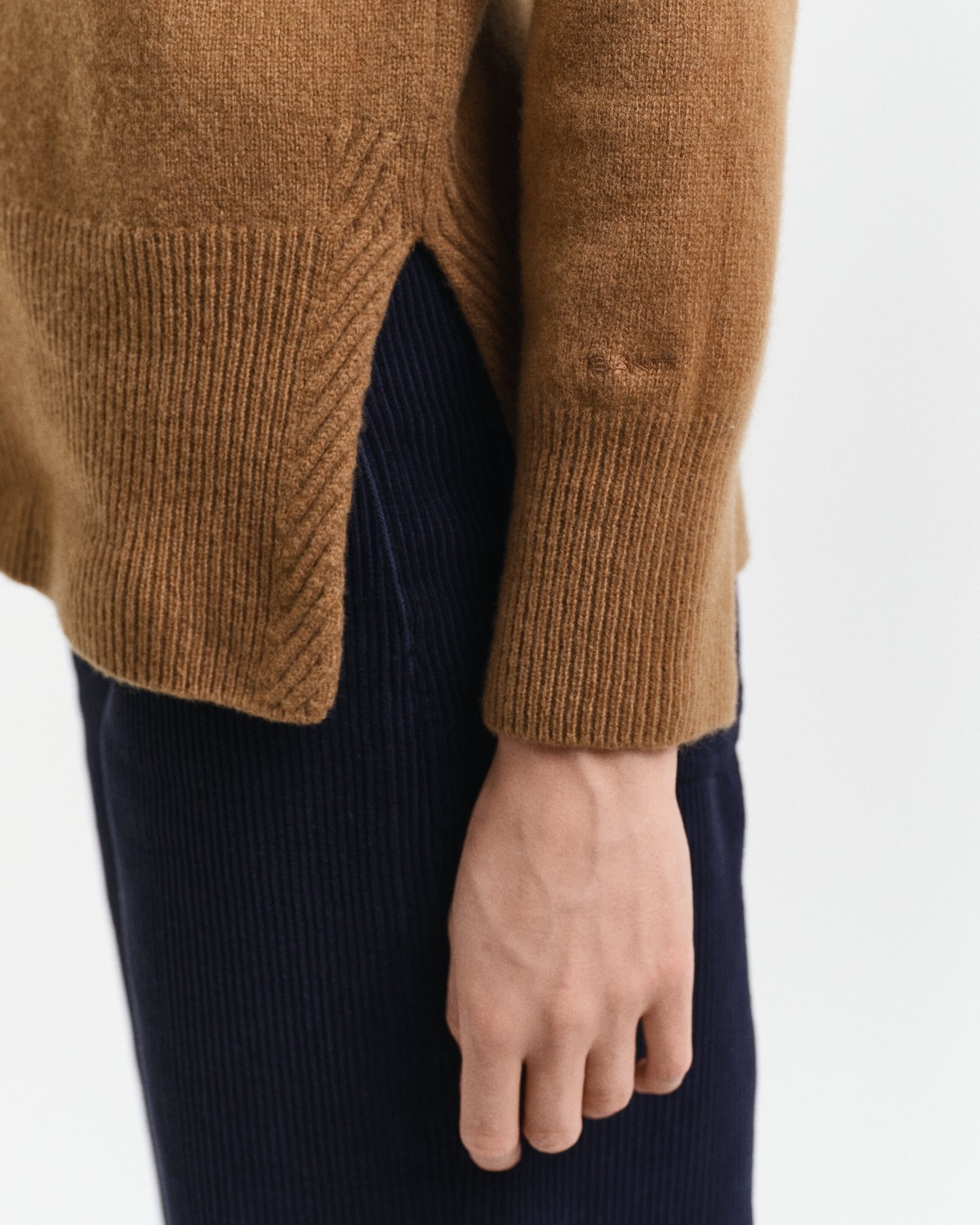 Gant Women Brown Solid Round Neck Full Sleeves Sweater