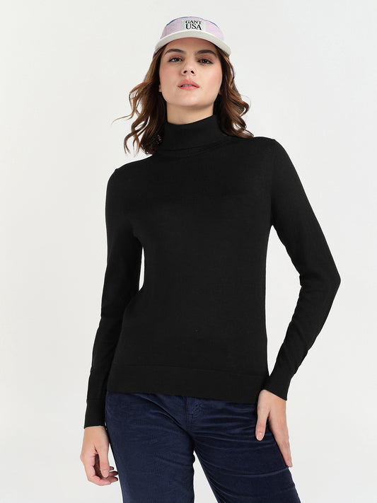 Gant Women Black Solid Turtle Neck Sweater