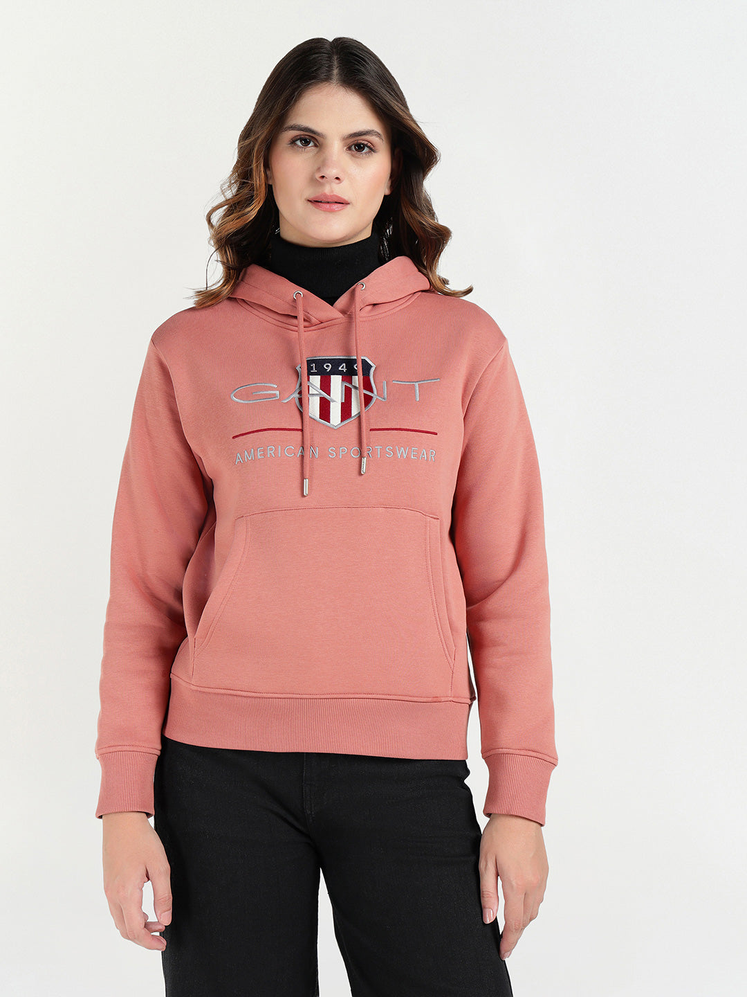Gant Women Red Graphic Hooded Sweatshirt
