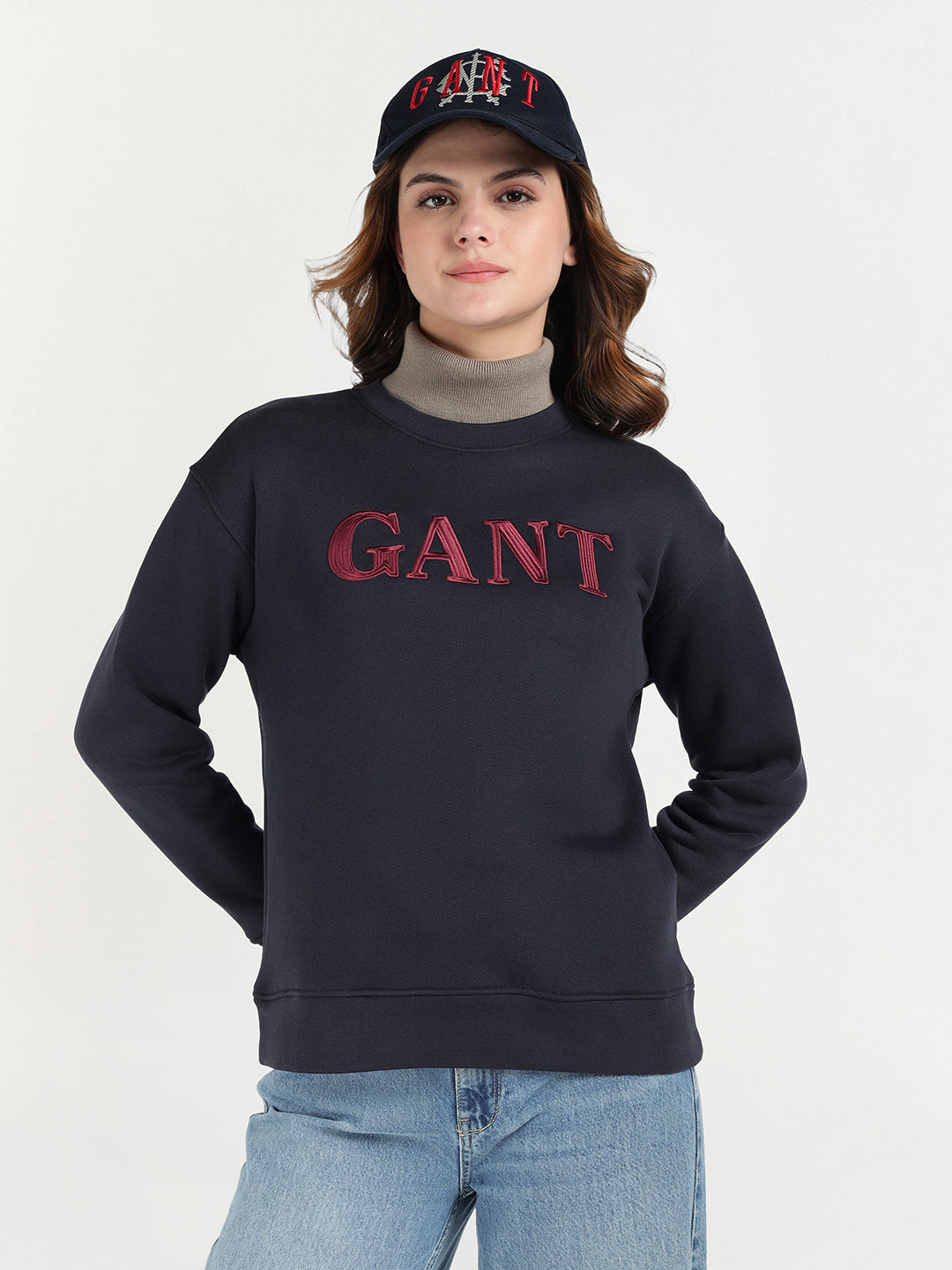 Gant Women Blue Graphic Crew Neck Sweatshirt