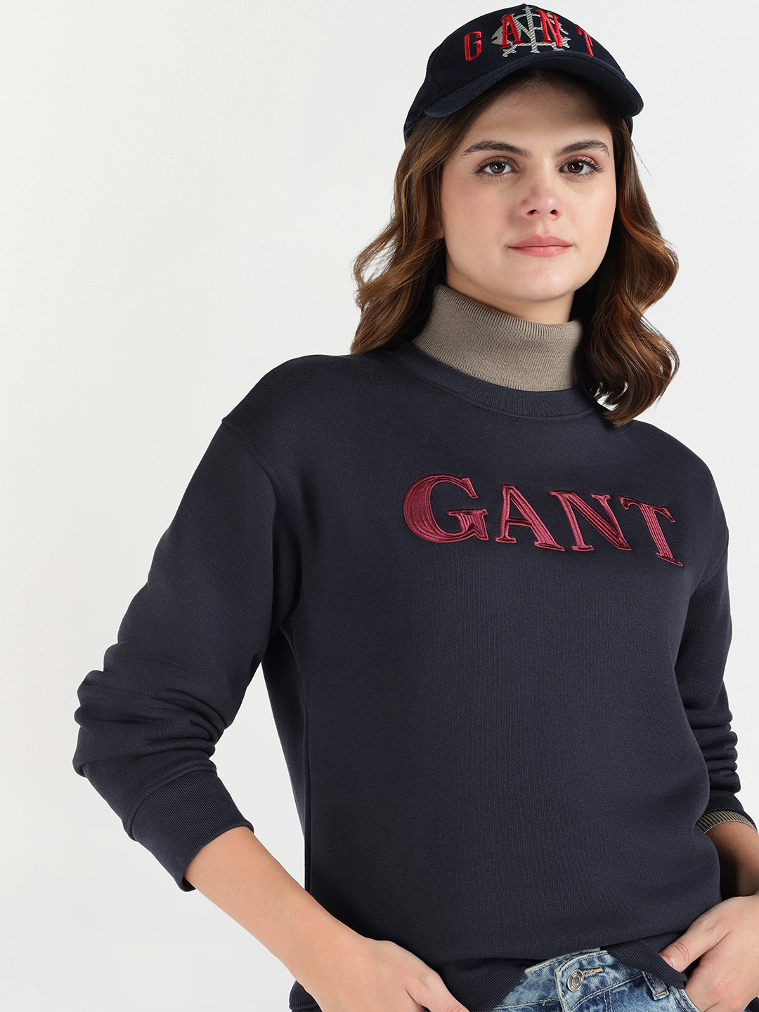 Gant Women Blue Graphic Crew Neck Sweatshirt