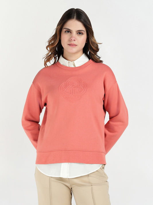 Gant Women Red Solid Crew Neck Sweatshirt
