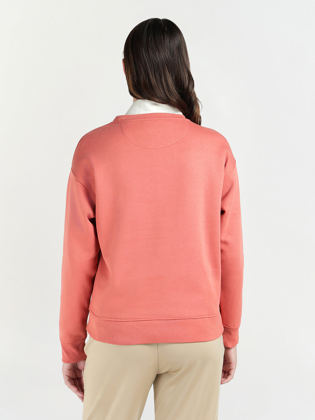 Gant Women Red Solid Crew Neck Sweatshirt