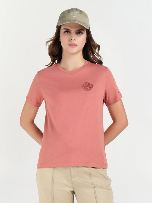 Gant Women Red Graphic Crew Neck Tshirt