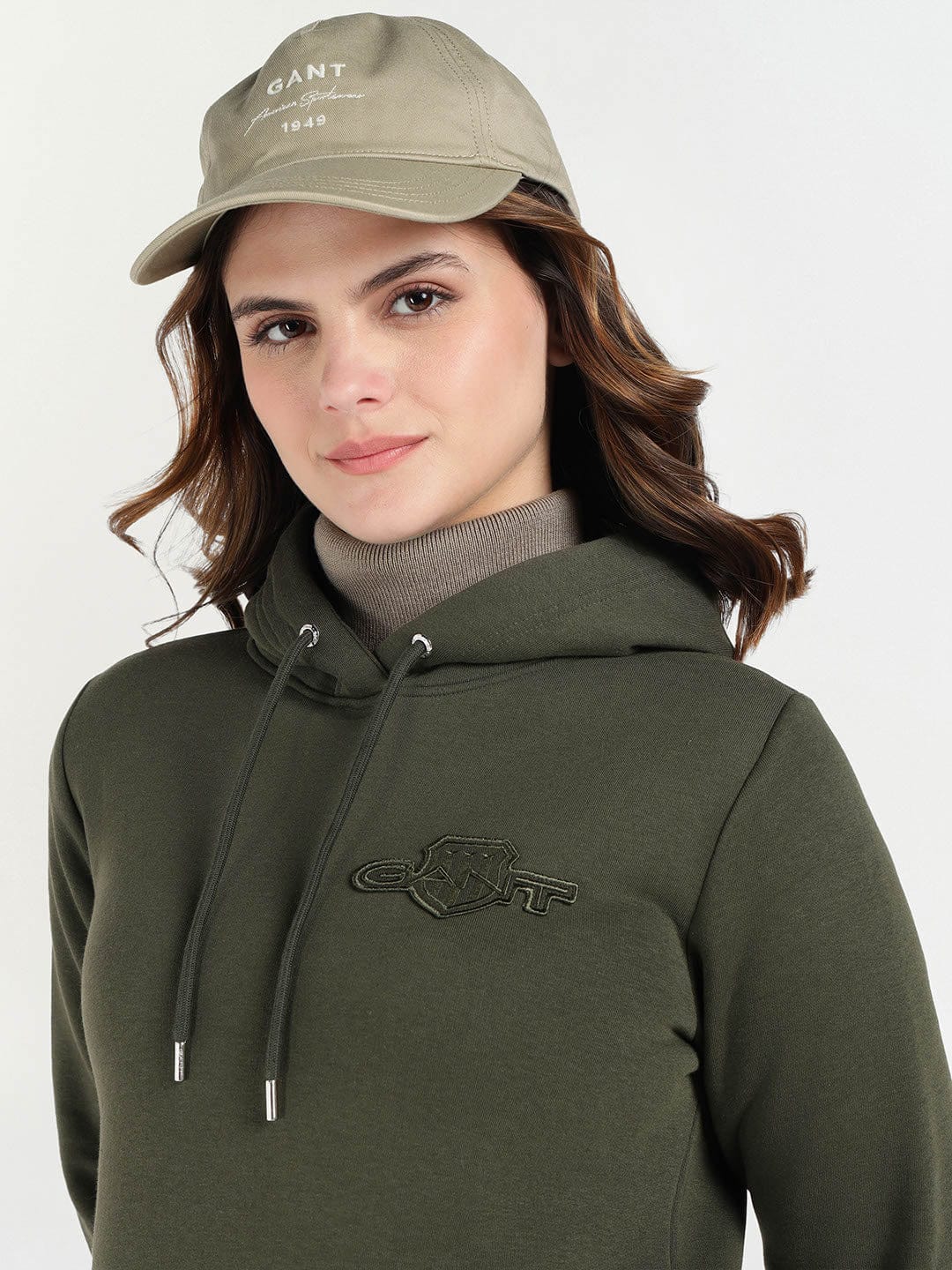 Gant Women Green Solid Hooded Sweatshirt