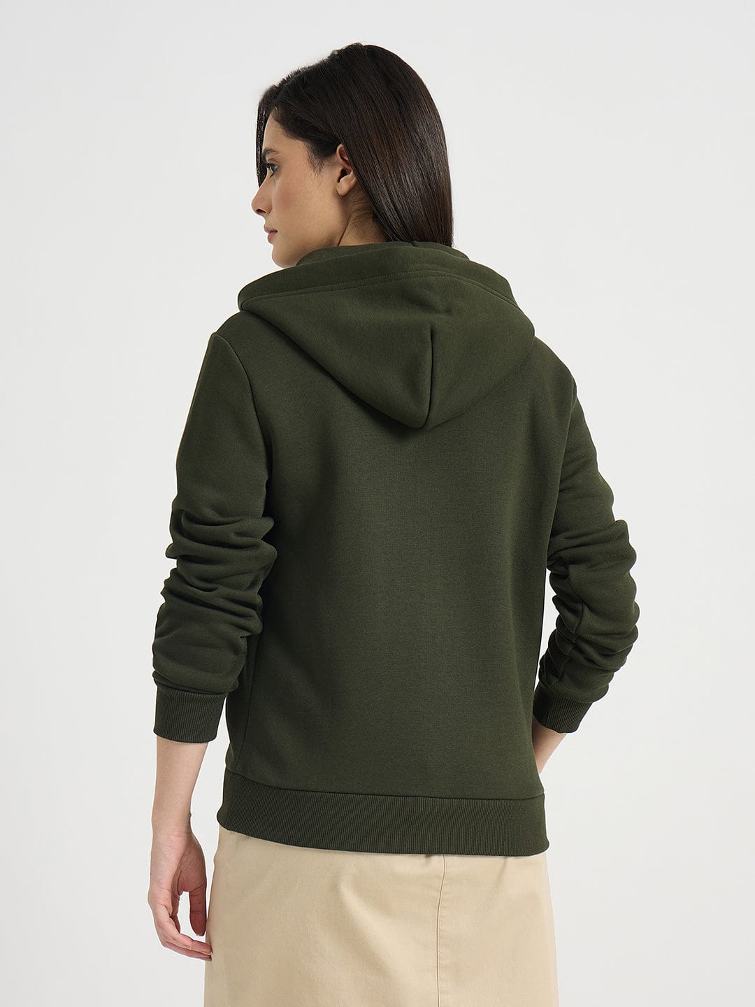 GANT Women Dark Green Tonal Shield Zip Hooded Sweatshirt