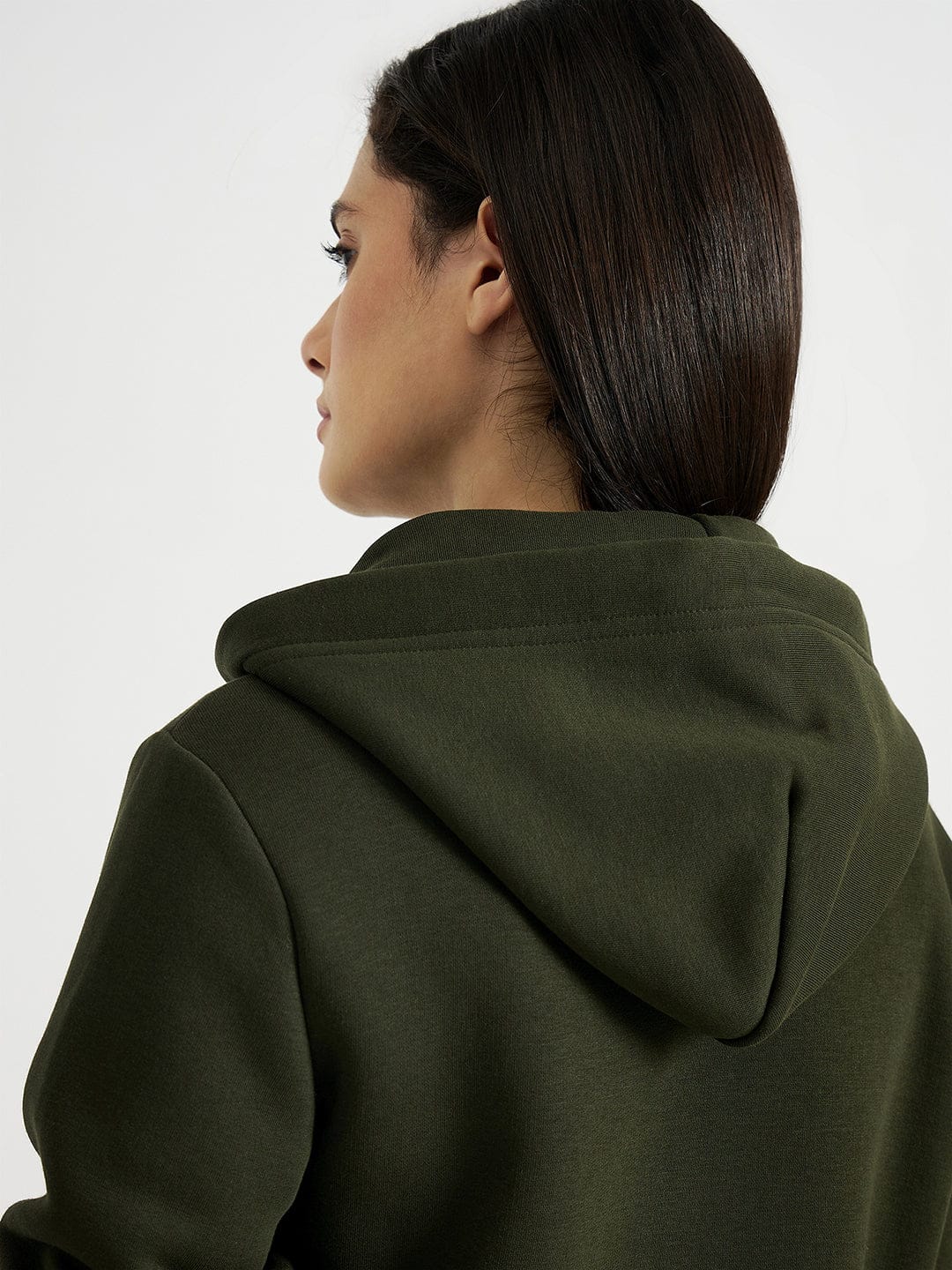 GANT Women Dark Green Tonal Shield Zip Hooded Sweatshirt