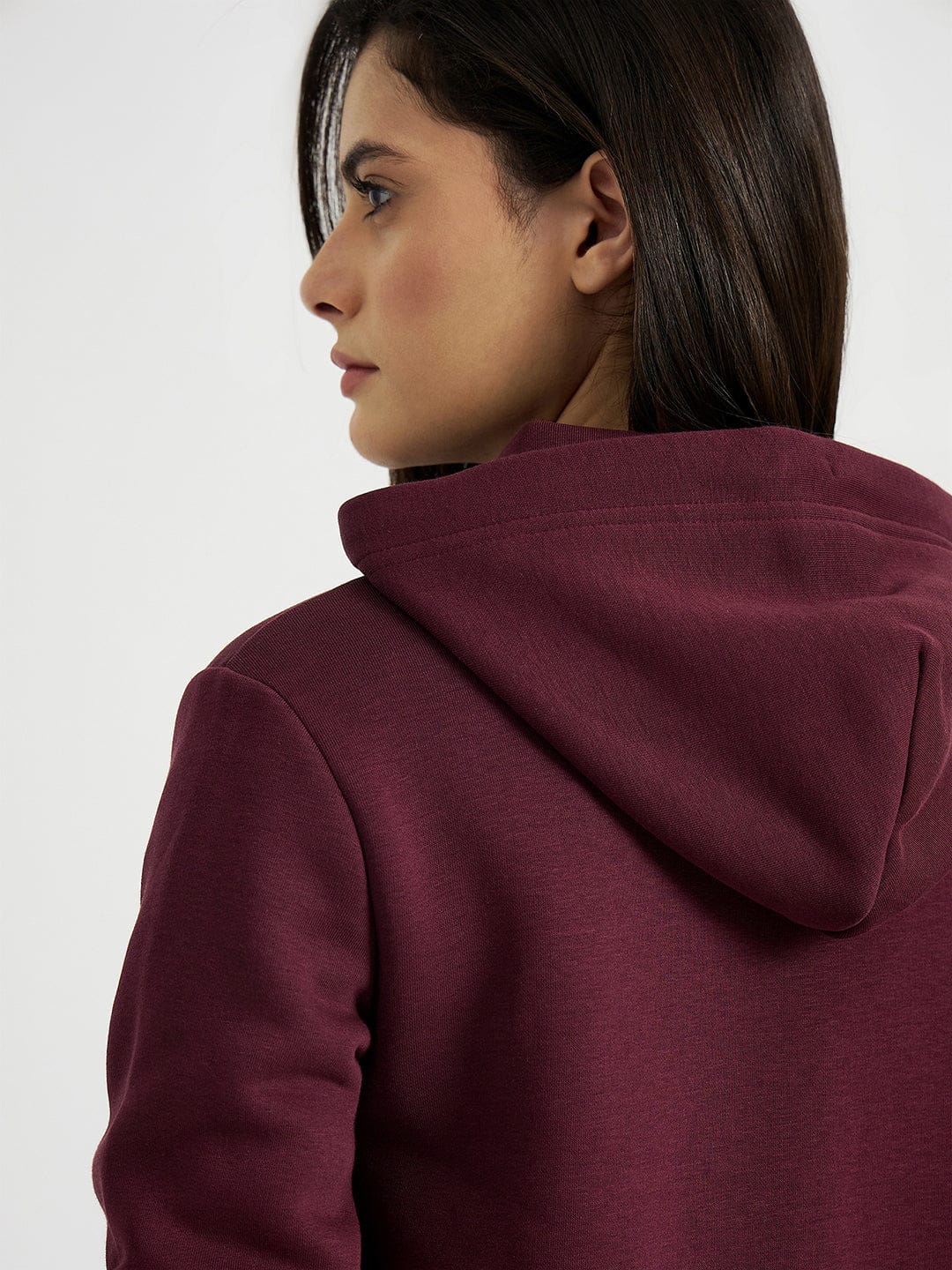 GANT Women Wine Tonal Shield Zip Hooded Sweatshirt