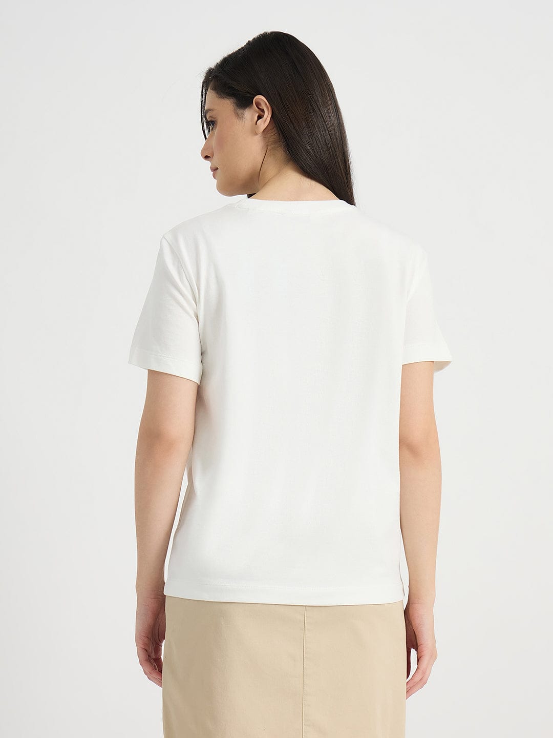 GANT Women White Round Neck Regular Fit T Shirt