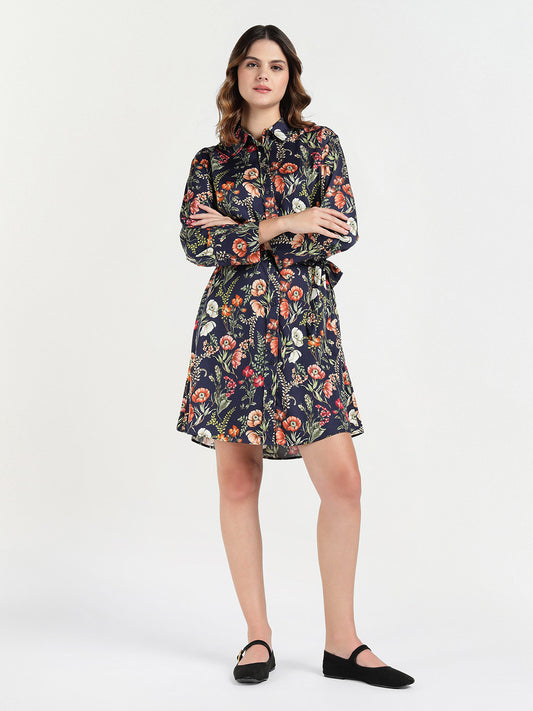 Gant Women Blue Printed Collar Dress