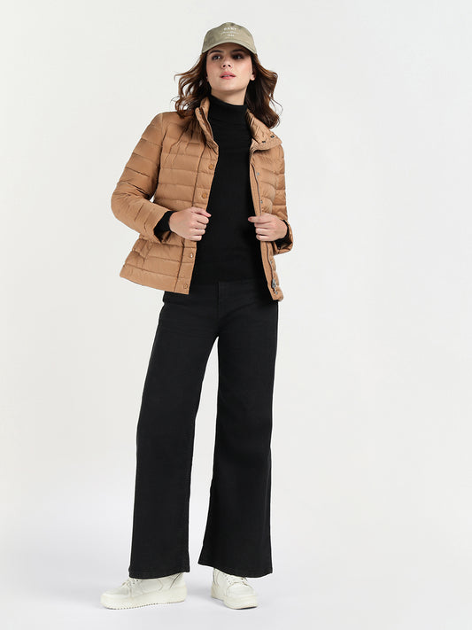 Gant Women Brown Solid Stand Collar Jacket