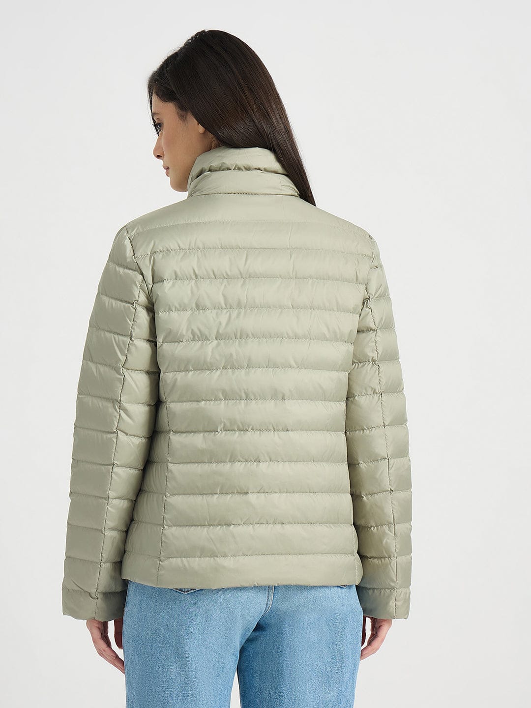 GANT Women Green Quilted Stand Collar Regular Fit Jacket