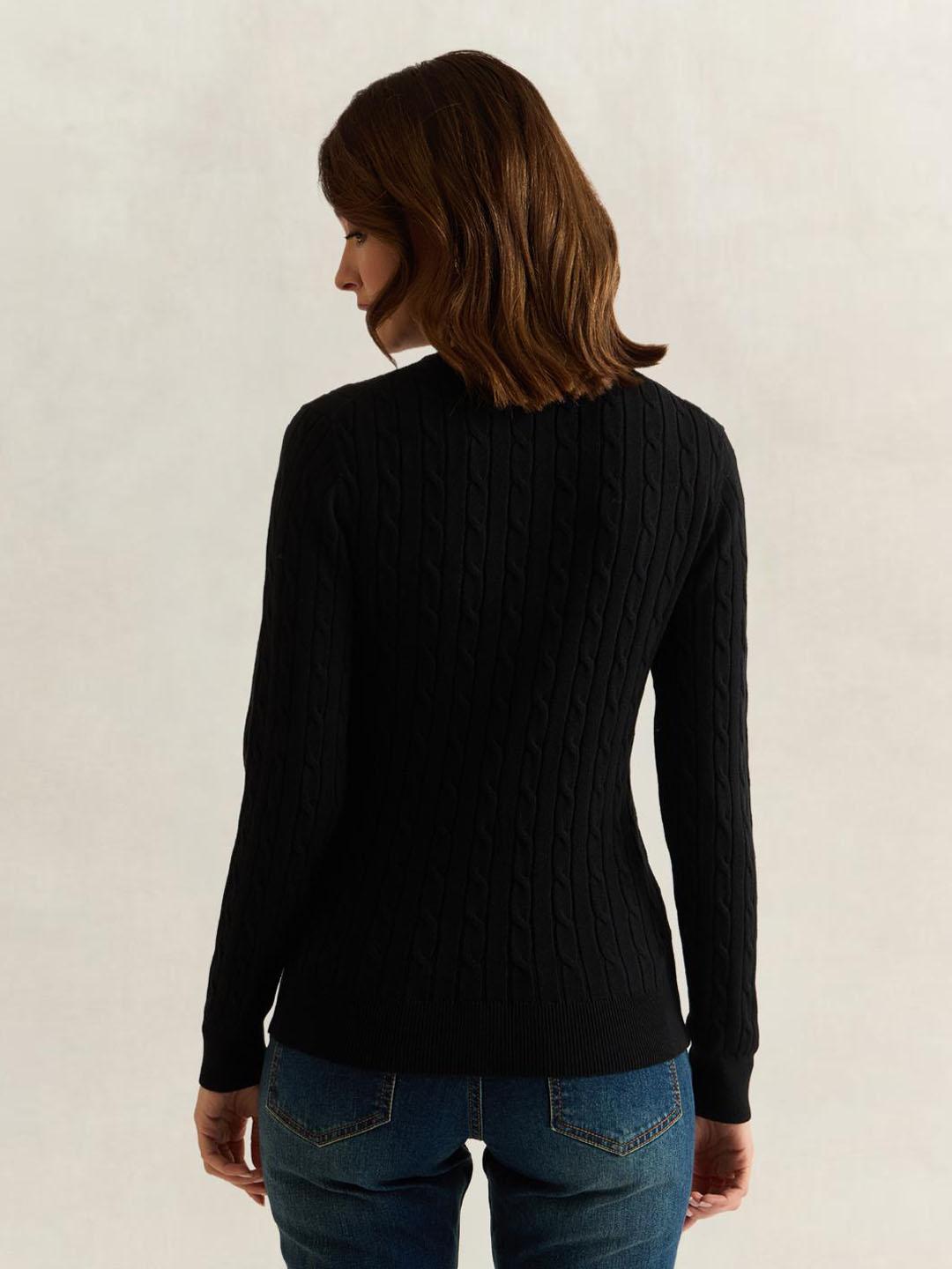 Gant Women Black Solid Slim Fit Cardigan