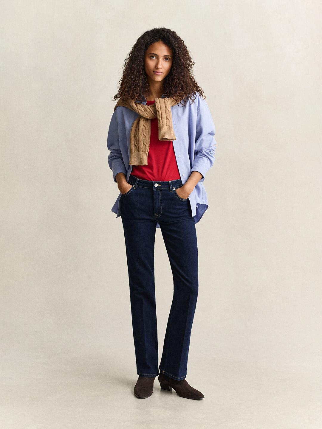 Gant Women Red Regular Fit Solid Cotton T-Shirt