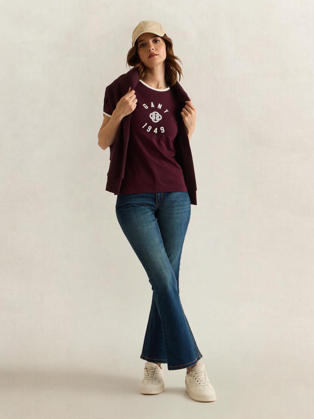 Gant Women Wine Graphic Slim Fit T-Shirt