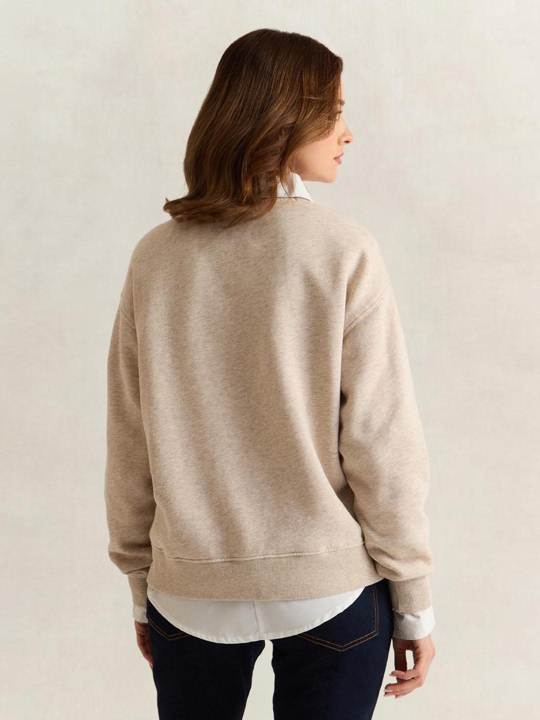 Gant Women Beige Graphic Relaxed Fit Sweatshirt