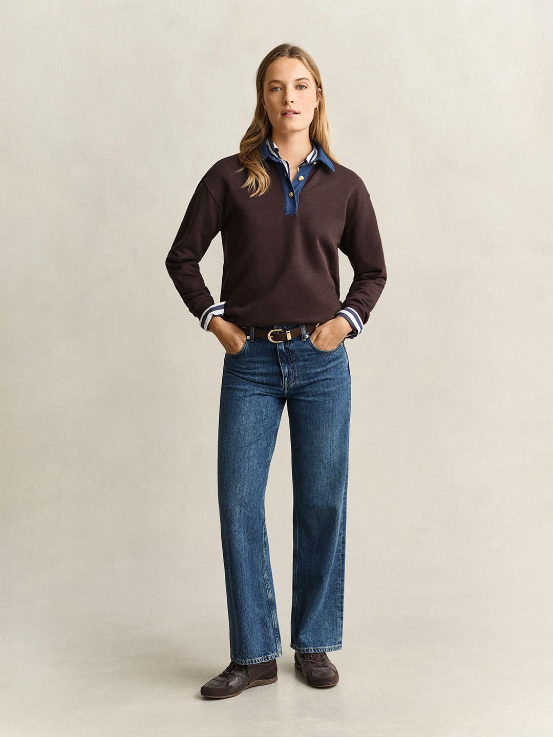 Gant Women Brown Solid Relaxed Fit Sweater