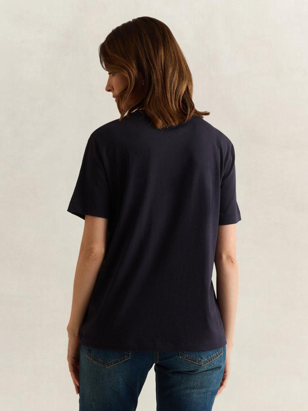 Gant Women Dark Navy Graphic Regular Fit Organic Cotton T-Shirt