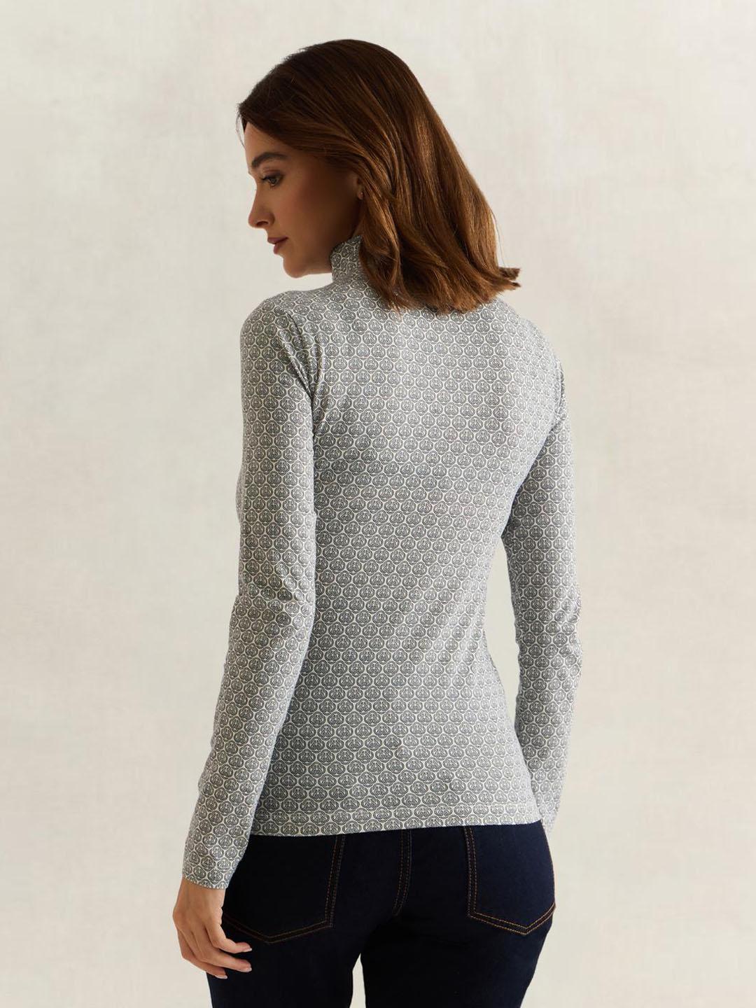 Gant Women Light Blue Graphic Slim Fit Sweater