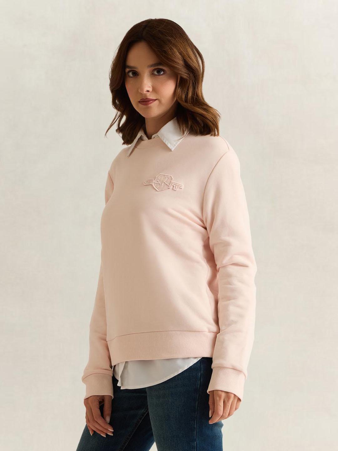 Gant Women Pink Solid Regular Fit Sweatshirt