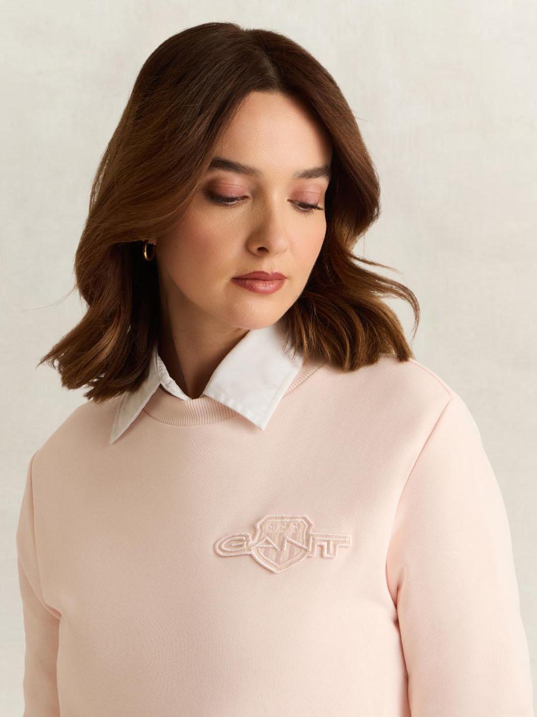 Gant Women Pink Solid Regular Fit Sweatshirt