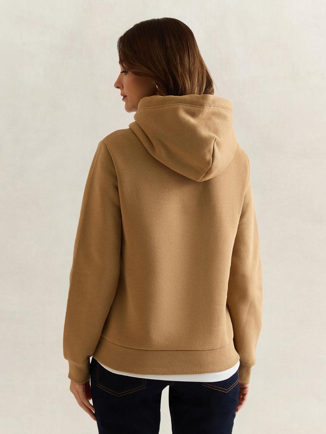 Gant Women Brown Solid Regular Fit Hoodie