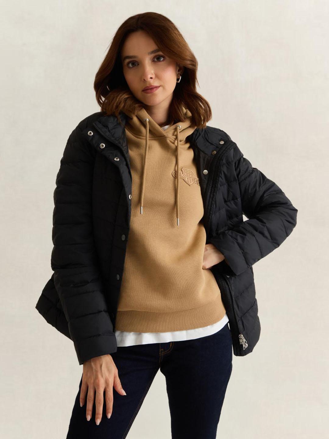 Gant Women Brown Solid Regular Fit Hoodie