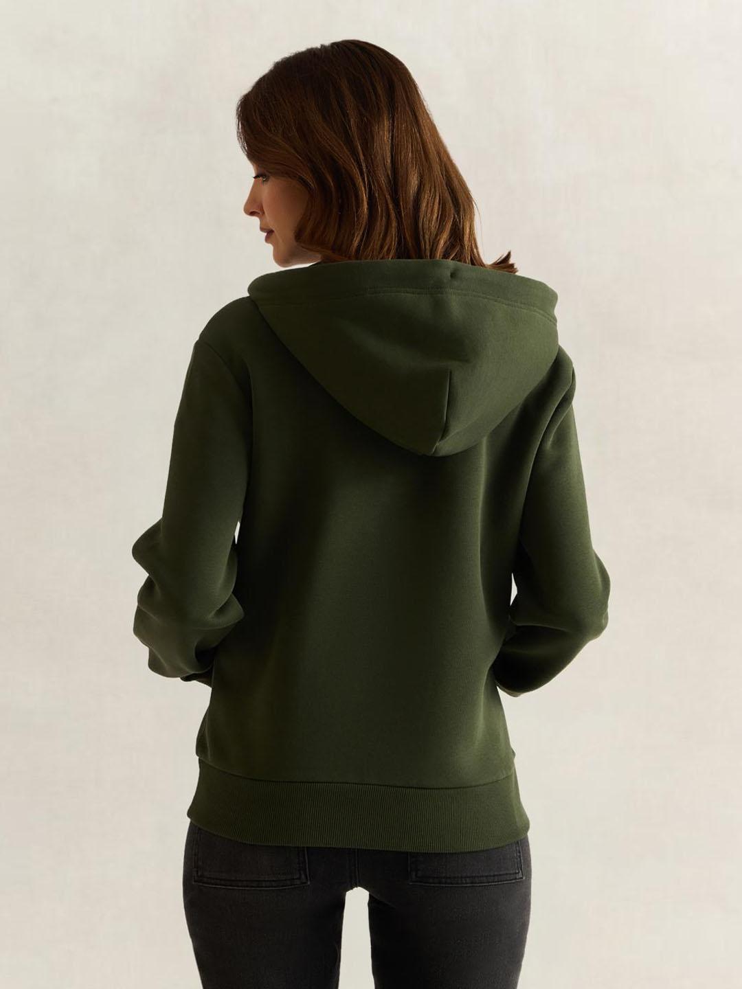 Gant Women Green Solid Regular Fit Sweatshirt
