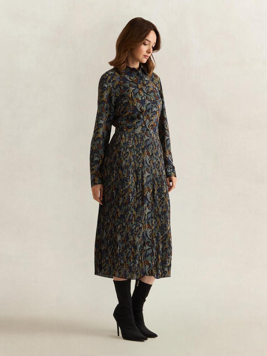 Gant Women Dark Navy Printed Regular Fit Shirt Dress