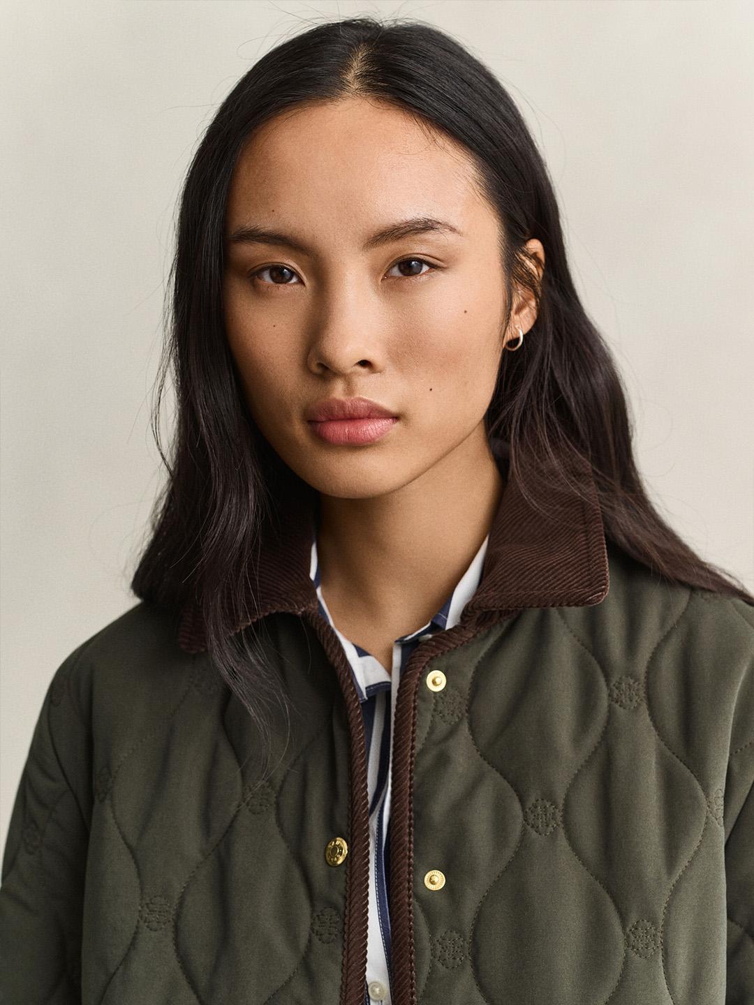 Gant Women Green Regular Fit Quilted Jacket
