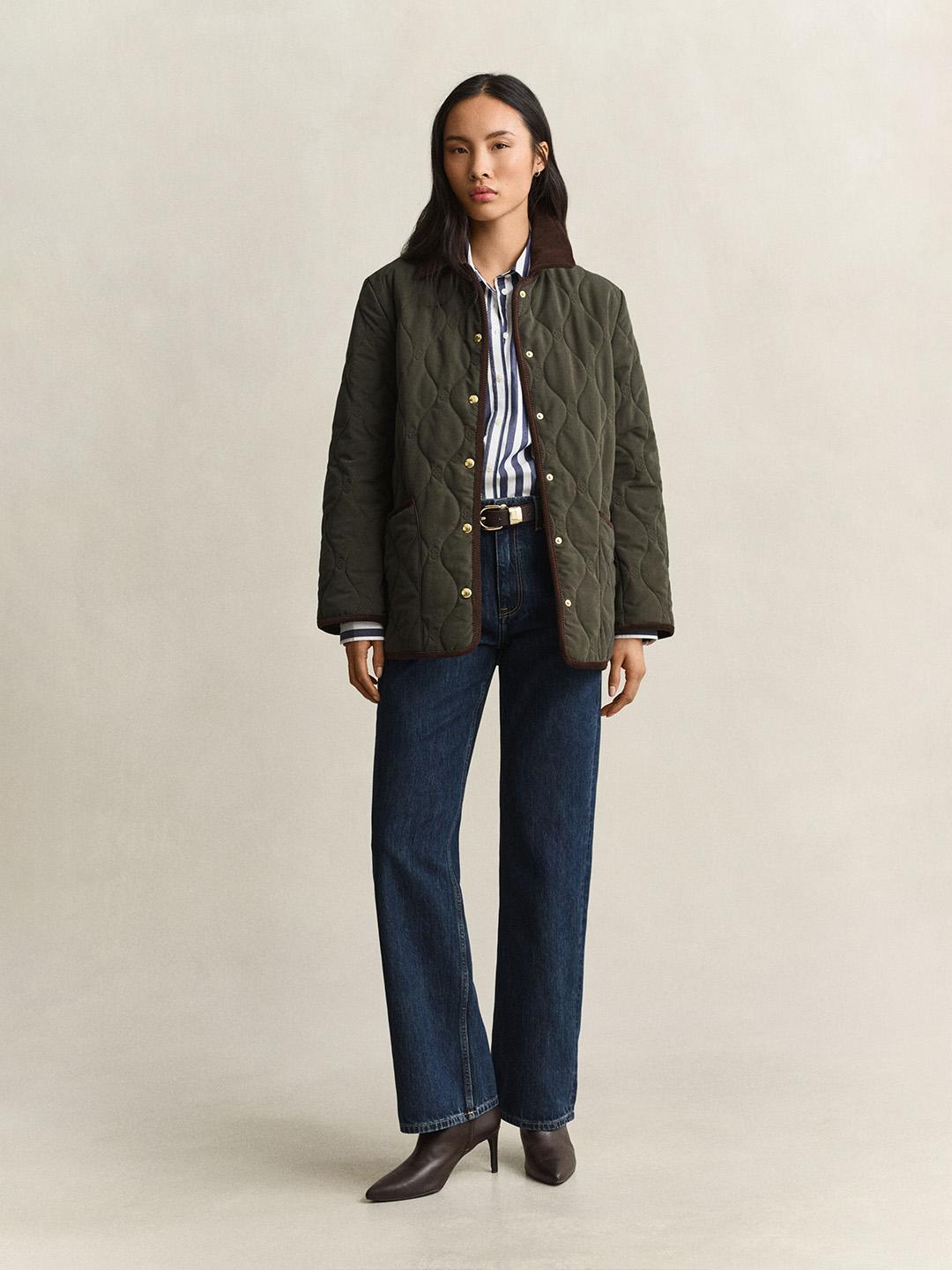 Gant Women Green Regular Fit Quilted Jacket