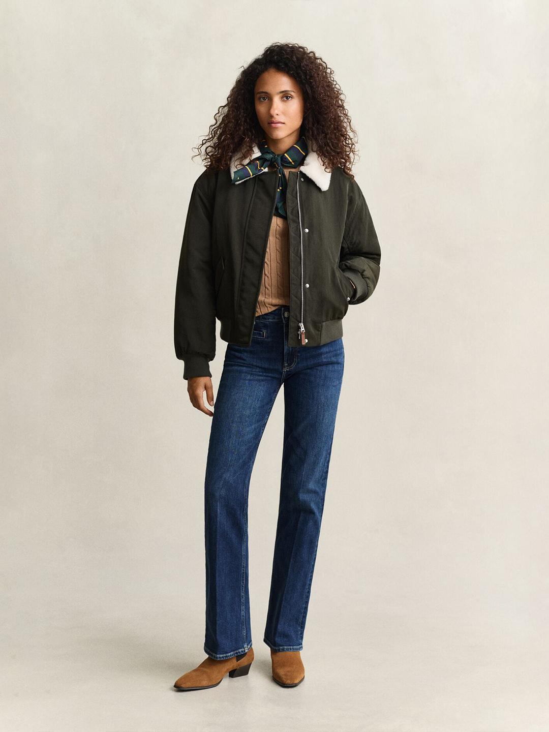 Gant Women Brown Slim Fit Solid Cotton Blend Sweater
