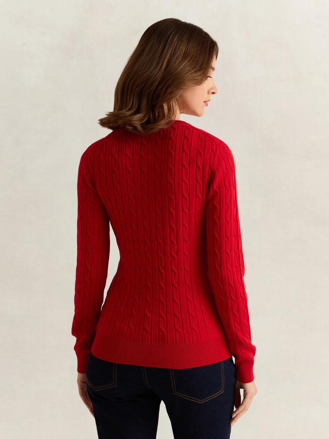 Gant Women Red Solid Slim Fit Cardigan