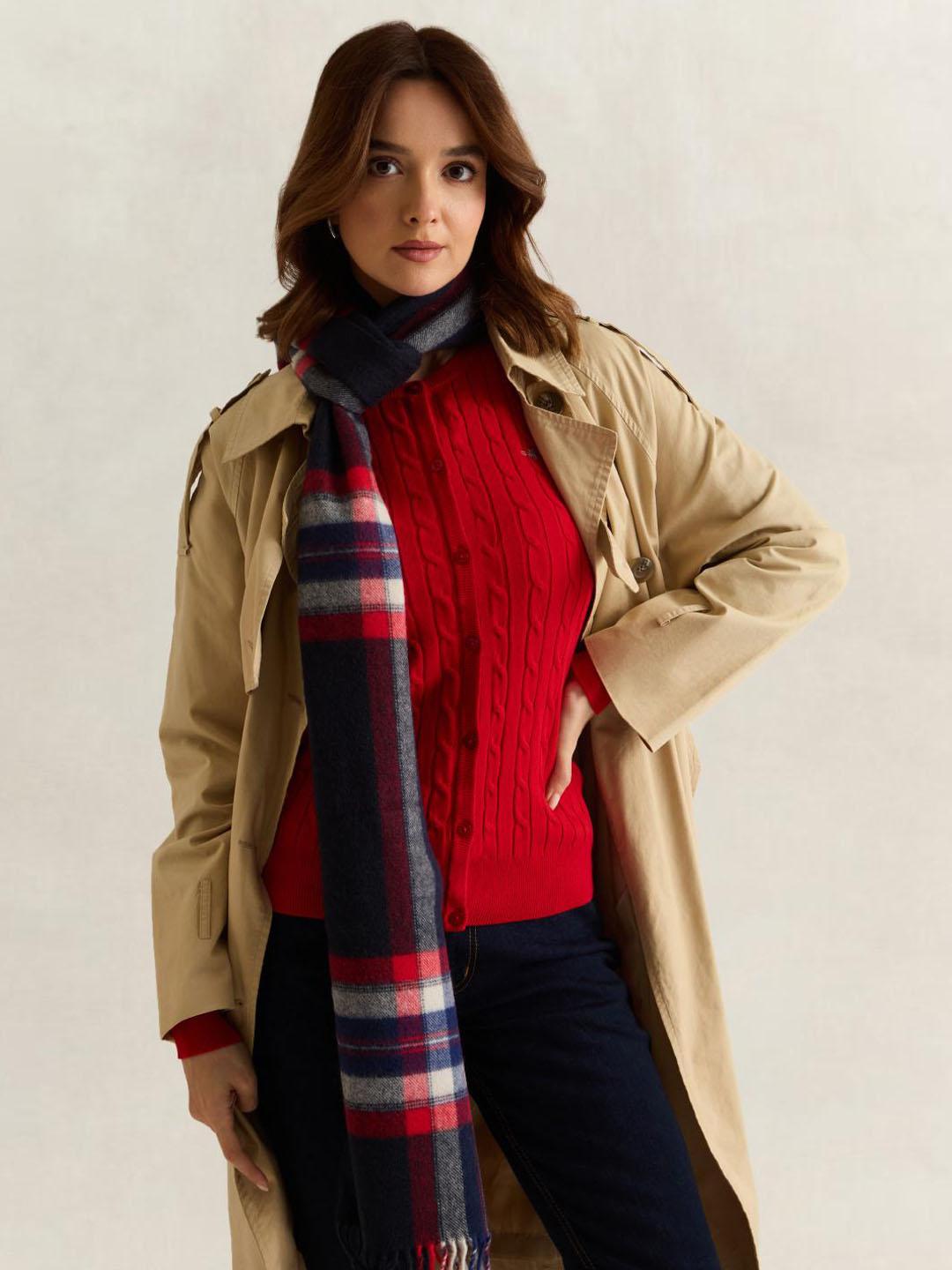 Gant Women Red Solid Slim Fit Cardigan