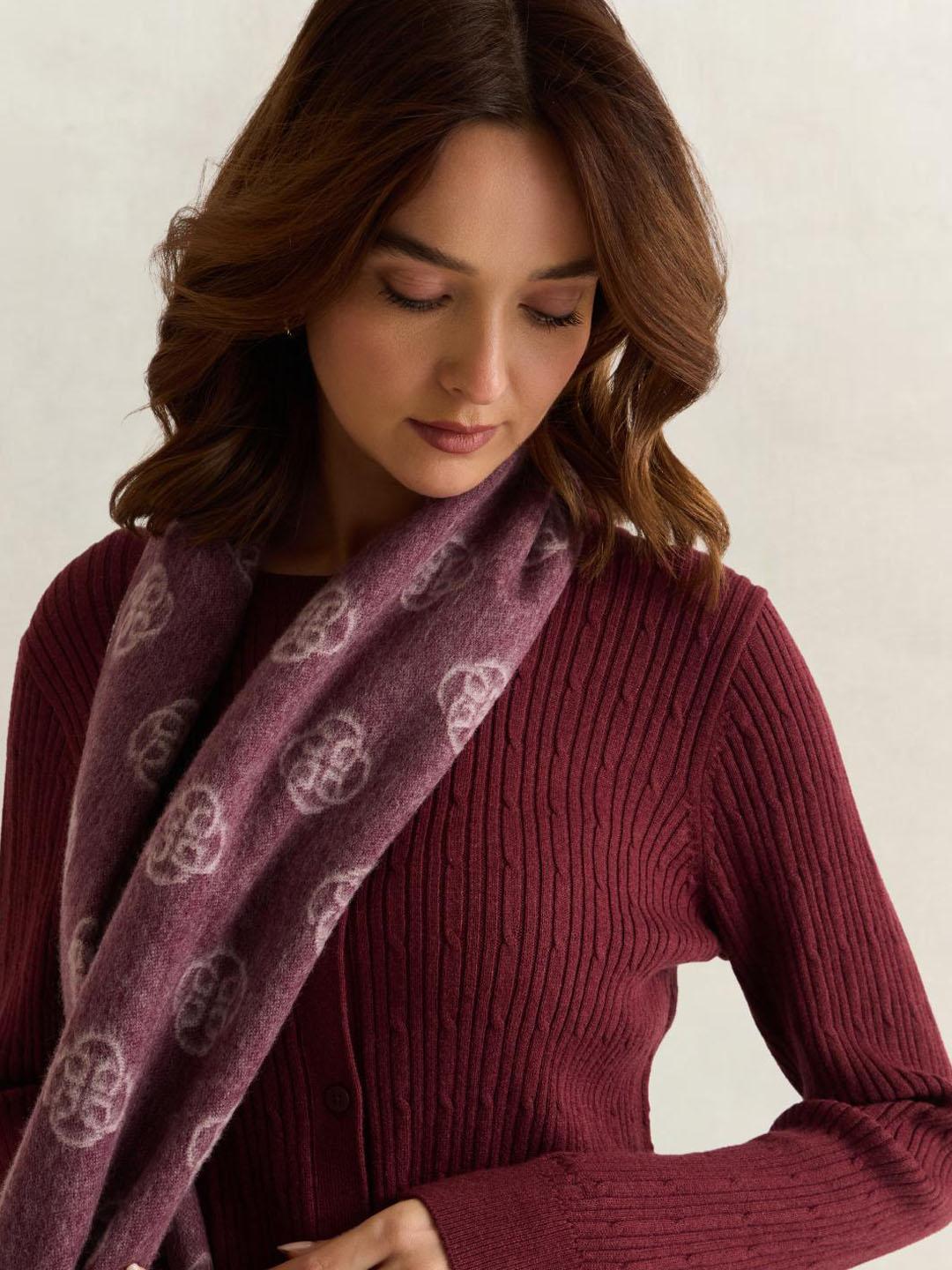Gant Women Wine Solid Regular Fit Cardigan