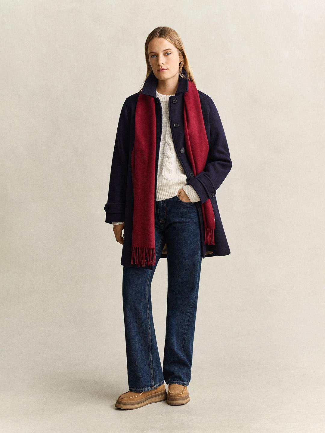 Gant Women Off White Cable Relaxed Fit Wool Blend Sweater