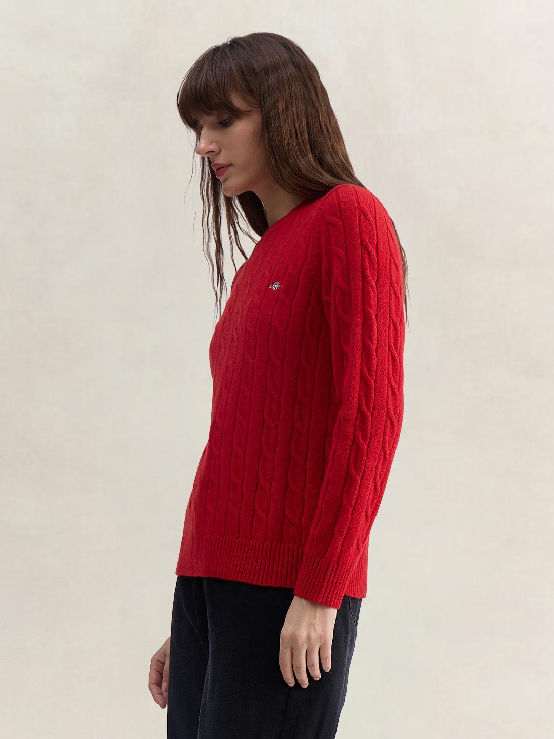 Gant Women Red Regular Fit Lambswool Sweater