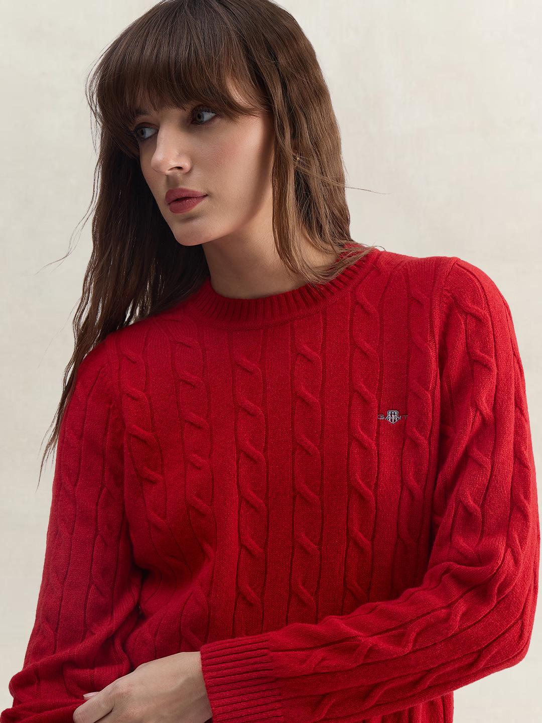 Gant Women Red Regular Fit Lambswool Sweater
