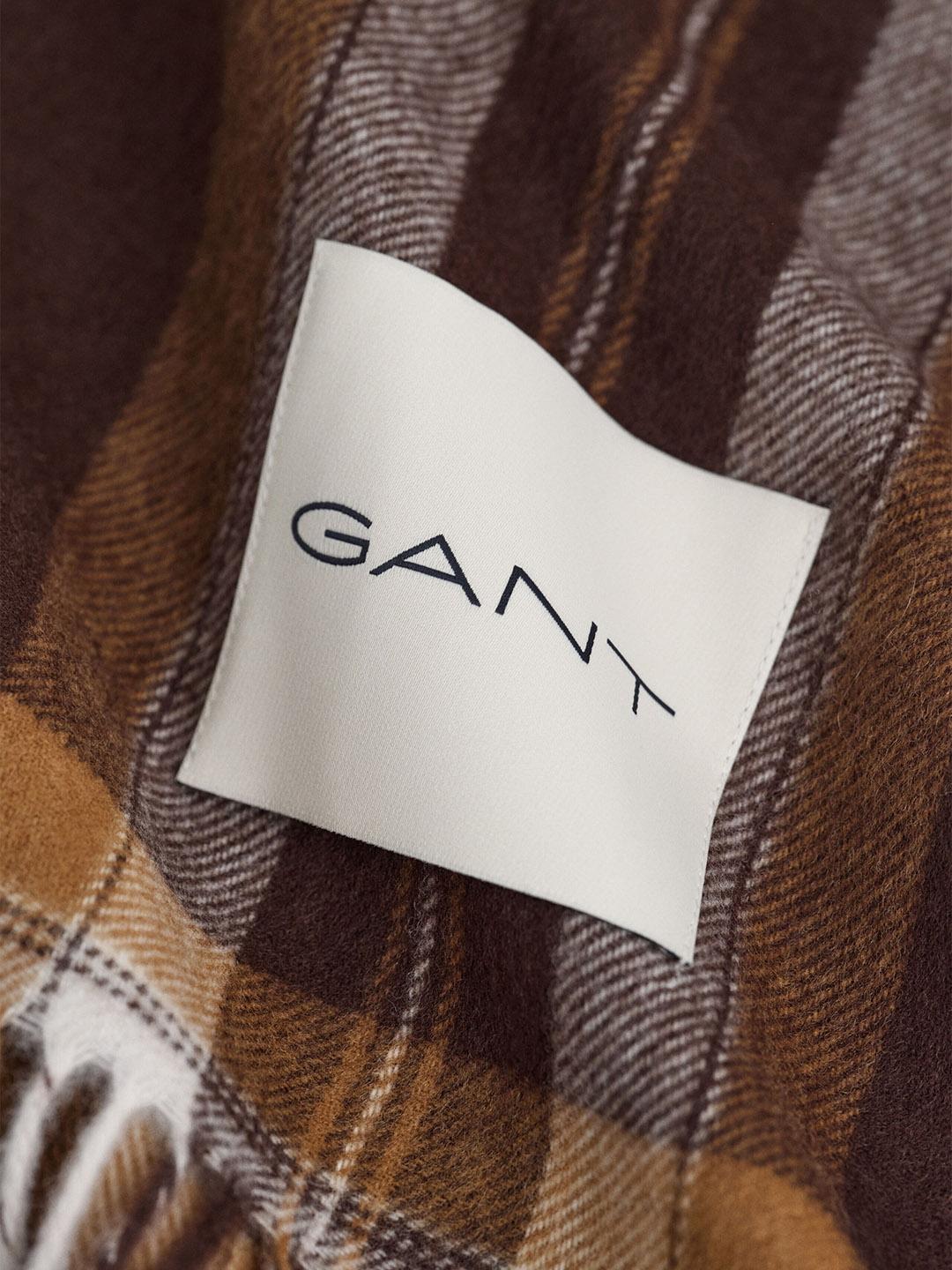 Gant Women Brown Tartan Check Merinowool Scarf